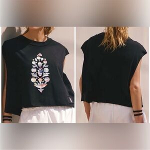 Free People FP Movement Inspire Logo Tank Ikat Buti Black Combo Size Small NWT